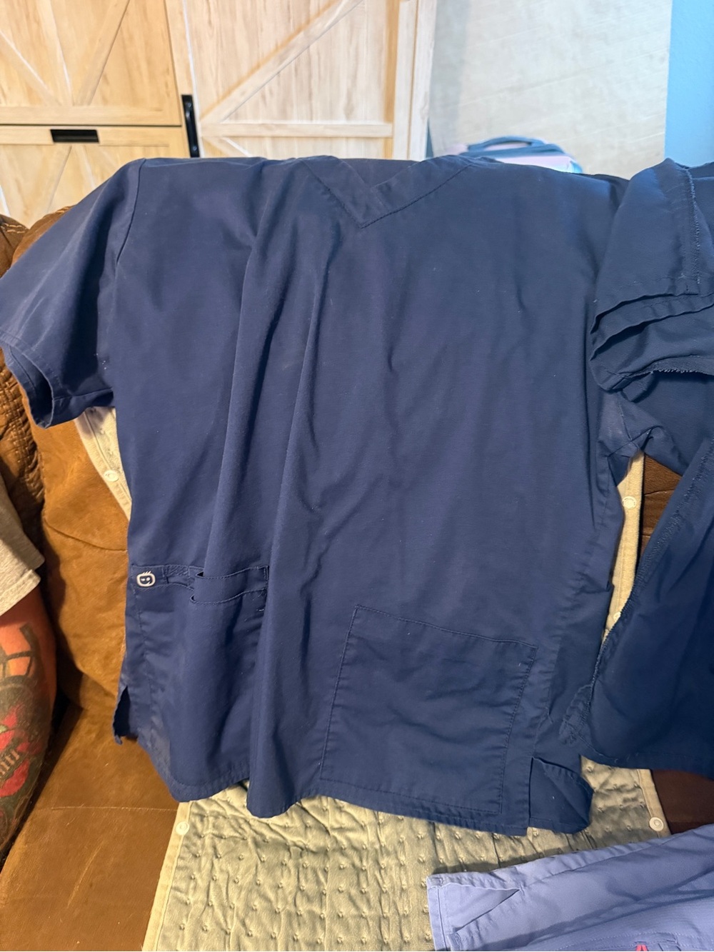 Women’s Navy and seal blue Medical Scrub Top - Classic Work Scrubs
